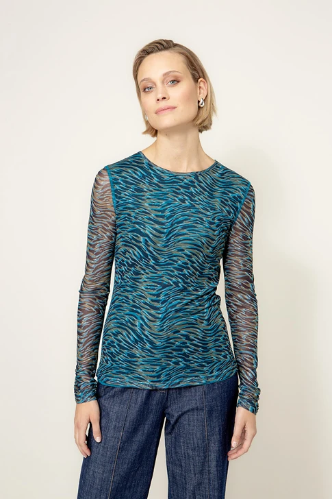 CATNOIR Damen-Netz-T-Shirt, blau, mehrfarbig, mit Futter