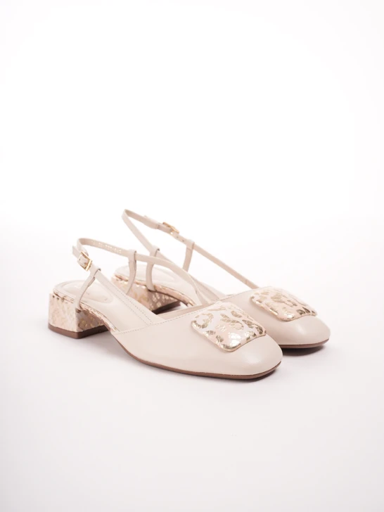 EPICA Damen Pumps beige mit Zierschnalle