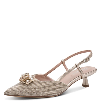 TAMARIS Damen Pumps ohne Absatz goldbeige (1)