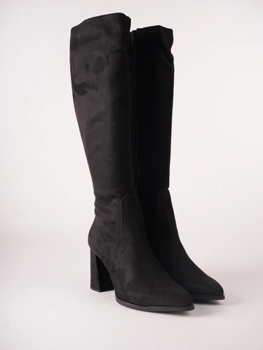 WONDERS Damenstiefel aus schwarzem Stretch-Wildleder
