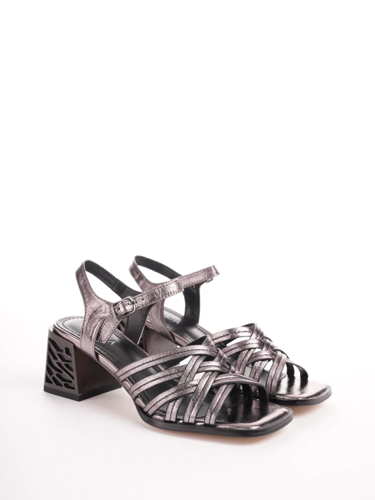 EPICA Damen Sandalen Bronze mit Riemchen und Blockabsatz