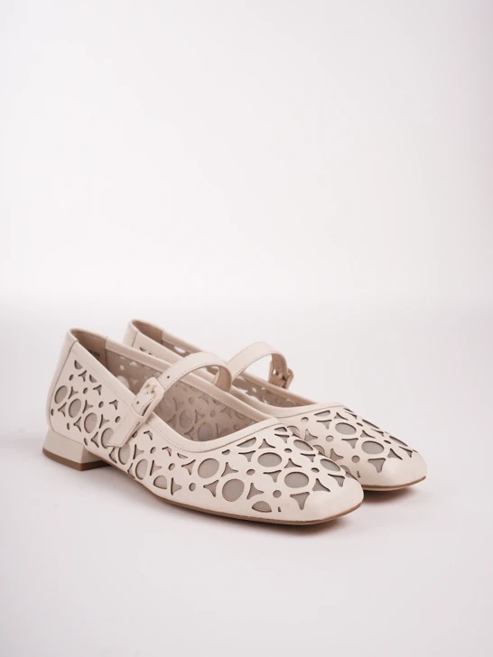 CAPRICE Damen Ballerinas Netz beige