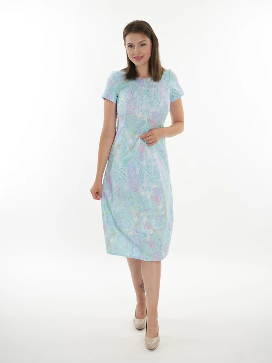 AGATA RE Damen Kleid hellblau mehrfarbig