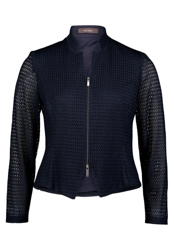 VERA MONT Damenjacke dunkelblau gestrickt mit Reißverschluss (5)