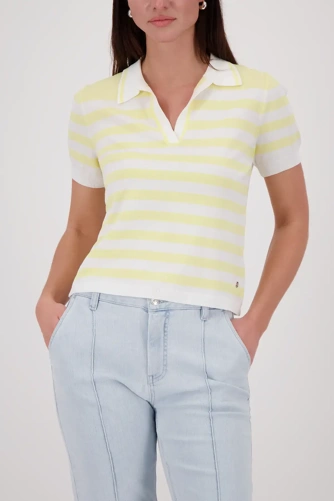MONARI LIGHT LUXURY Damen Poloshirt gelb und weiß gestreift