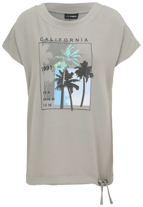 DORIS STREICH Damen Shirt oliv mit Druck