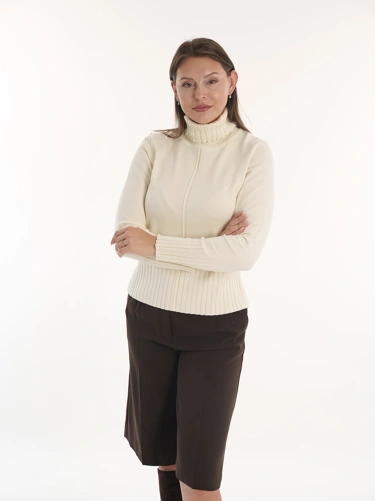 ERNST FABER Damen-Rollkragenpullover in Creme, dünn (1)