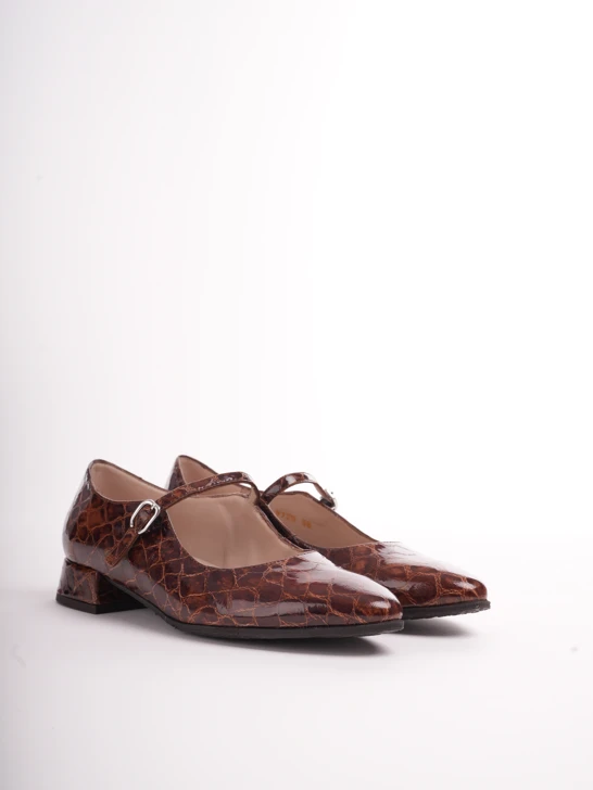 WONDERS Damen Ballerinas aus braunem Lack