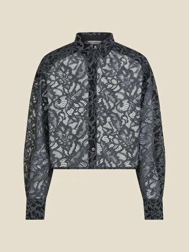 BEAUMONT Damenbluse schwarz grau Spitze (4)