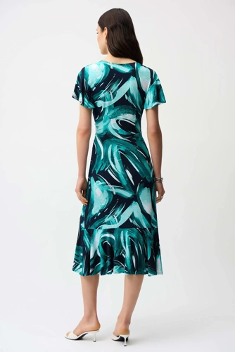 JOSEPH RIBKOFF Damen Kleid türkis mit abstraktem Druck (3)
