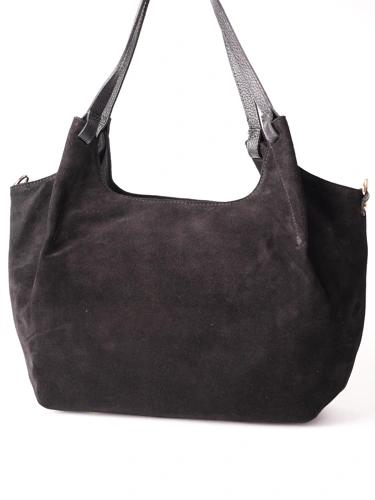 GROSSO BAG Damenhandtasche aus schwarzem Wildleder