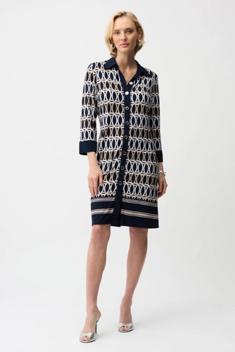 JOSEPH RINKOFF Dunkelblau gemustertes Kleid für Damen (1)