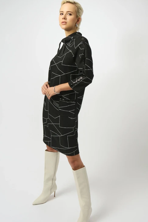 JOSEPH RIBKOFF Damenkleid schwarz mit weißem Muster