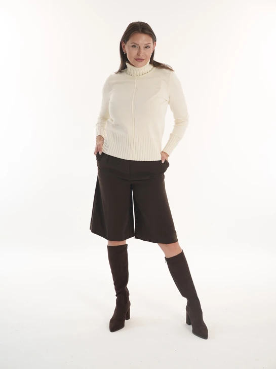 ERNST FABER Damen-Rollkragenpullover in Creme, dünn