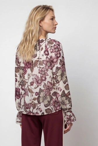 MONARI LEO & BORDEAUX Damenbluse, cremefarben, gemustert (2)