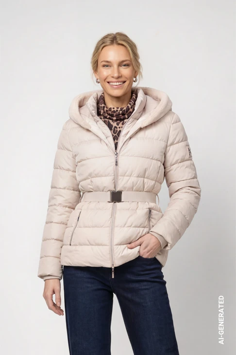 MONARI FASHION SHOW Damenjacke in Beige mit Gürtel und Kapuze
