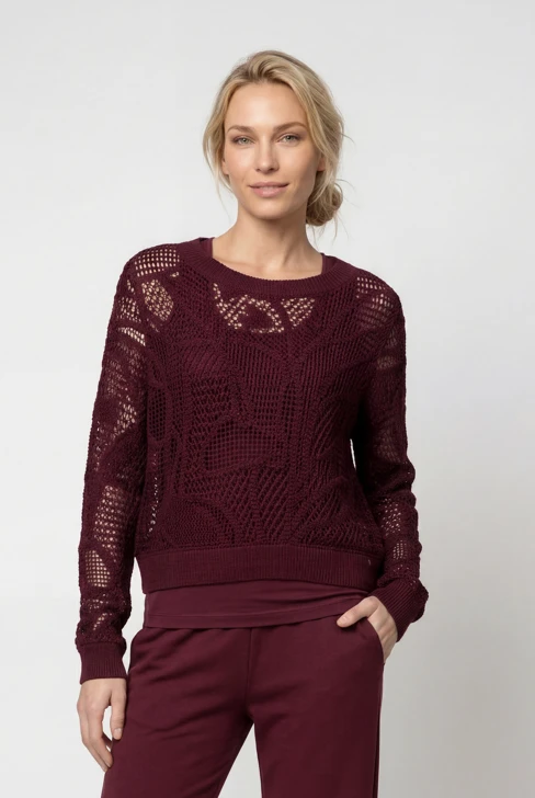 MONARI LEO & BORDEAUX Damenpullover in Weinrot
