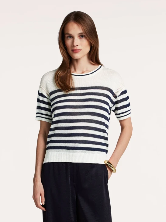 BEAUMONT VIVIAN Damen hellbeiger Pullover mit Streifen
