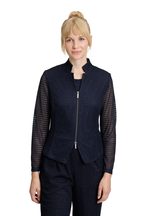 VERA MONT Damenjacke dunkelblau gestrickt mit Reißverschluss