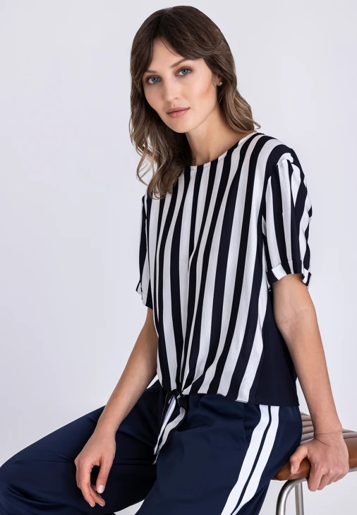 TUZZI DIVA STATE Damenbluse dunkelblau mit weißen Streifen