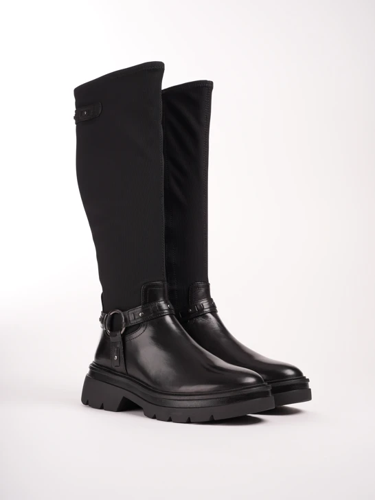 REGARDE LE CIEL Damenstiefel Leder und Stretch schwarz