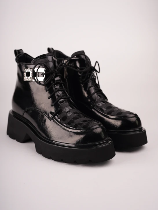 KARISMA Damen-Stiefeletten mit Schnalle, schwarz