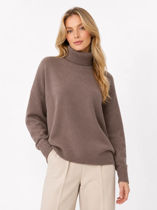 CATNOIR Damen-Rollkragenpullover aus einer Woll-Kaschmir-Mischung, grau