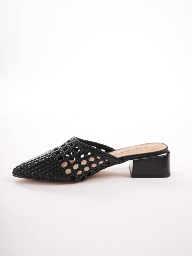 KARISMA Damen schwarze Hausschuhe mit verziertem Schaft (3)