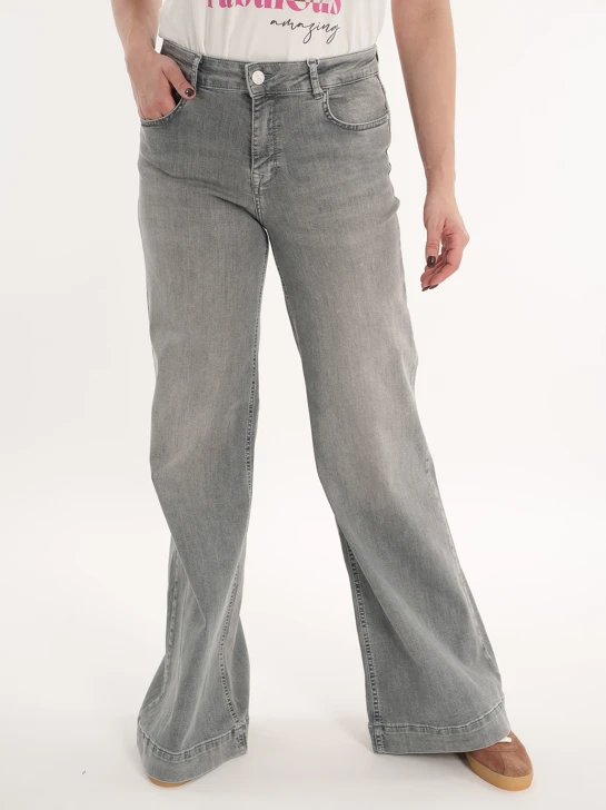 PARAMI SCOTTY Damenjeans hellgrau weit geschnitten