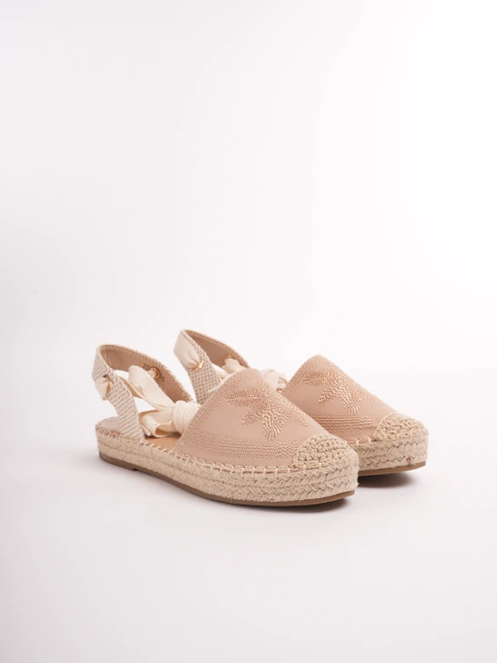 PASS Damen Espadrilles mit Schnürsenkeln beige