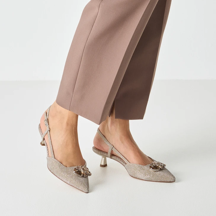 TAMARIS Damen Pumps ohne Absatz goldbeige