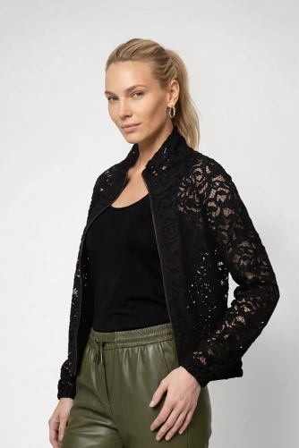 MONARI FRONT ROW Damenjacke, schwarz, aus Spitzengarn (3)