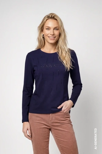 MONARI STUDIO BLUE Damen-T-Shirt, dunkelblau