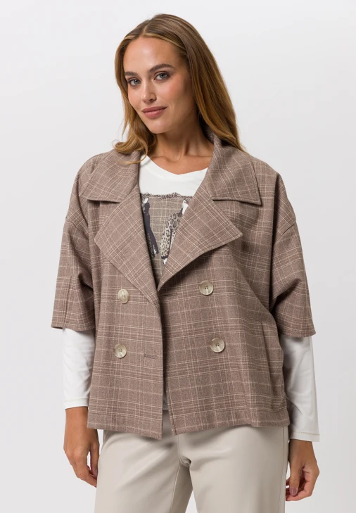 TUZZI Damenjacke braun beige leicht mit halben Ärmeln