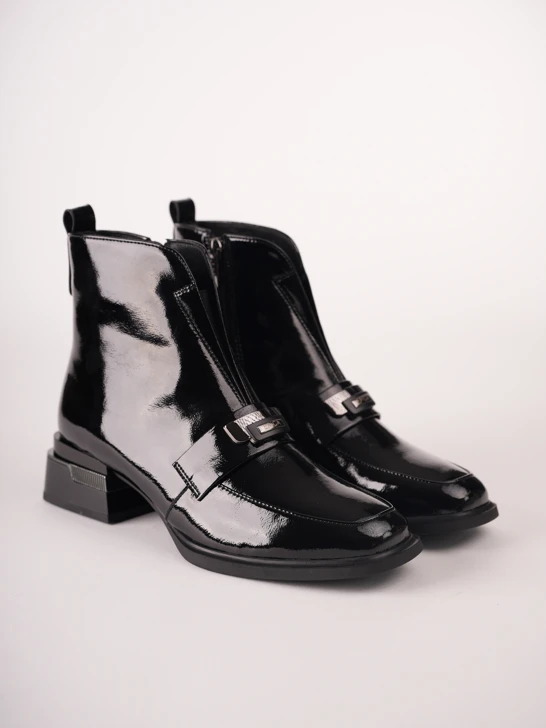 EPICA Damen-Stiefeletten aus schwarzem Lackleder