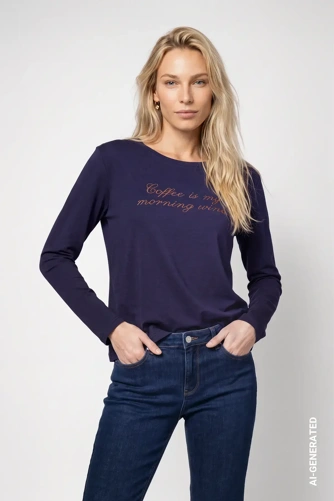 MONARI STUDIO BLUE Damen-T-Shirt, dunkelblau