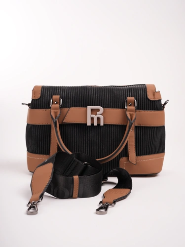 PEPE MOLL Damen Handtasche Kord schwarz und braun (1)