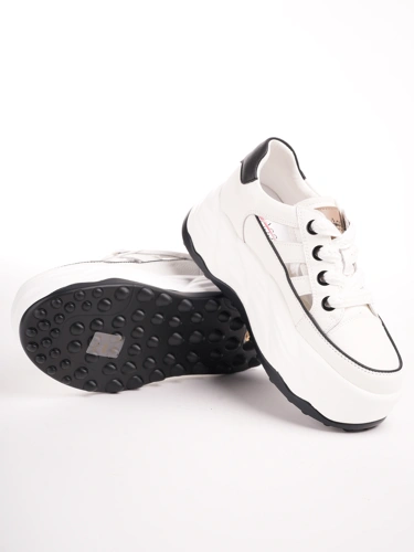 PASS Damen Turnschuhe weiß mit kontrastierender Sohle (4)