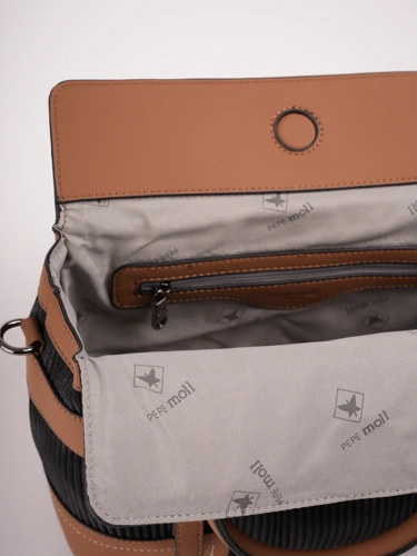 PEPE MOLL Damen Handtasche Kord schwarz und braun (5)