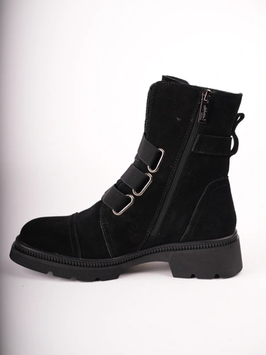 PASS Damen-Stiefeletten aus Wildleder, schwarz (3)