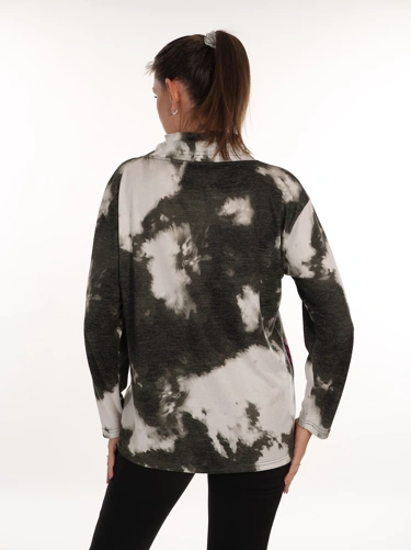 DORIS STREICH Damen Sweatshirt grau-weiß mit rosa Druck (3)