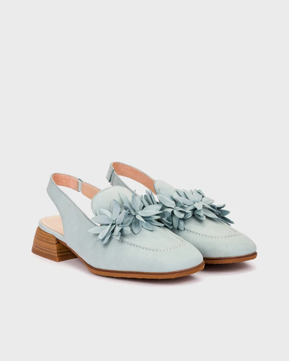 WONDERS Damen Sandalen mit Blumenapplikation blau