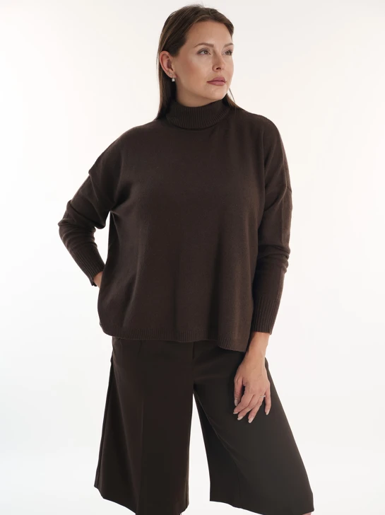 CATNOIR Damen-Rollkragenpullover aus einer Woll-Kaschmir-Mischung, braun