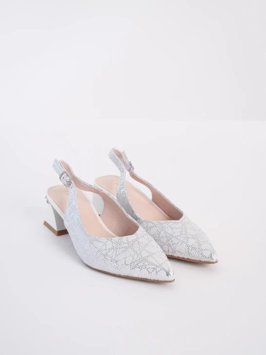EPICA Damen Pumps in Silber mit Fersenriemen