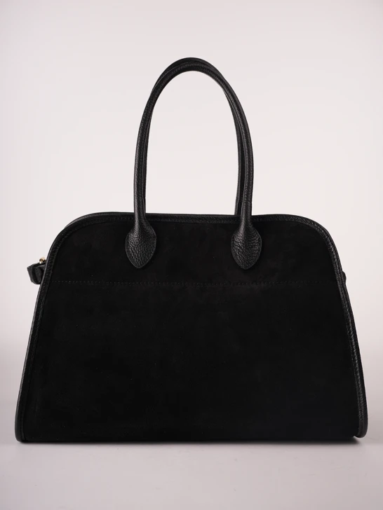 GROSSO BAG Damenhandtasche aus Leder, groß, schwarz