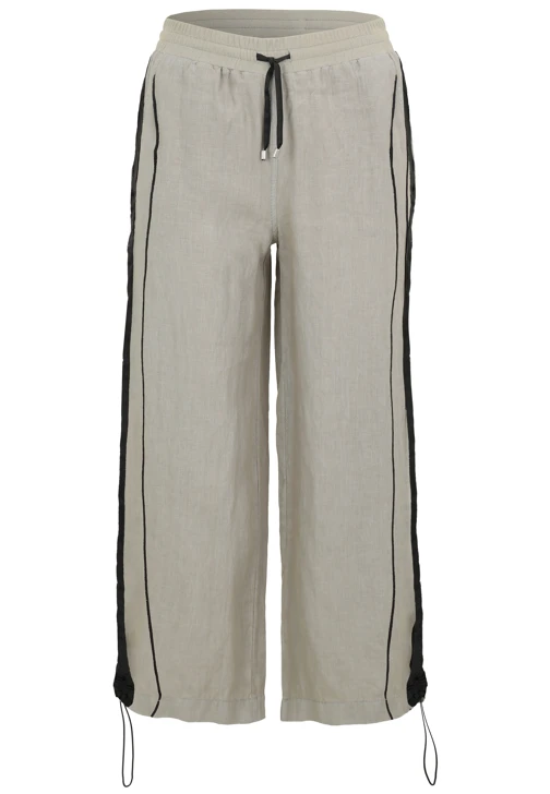 DORIS STREICH Damenhose oliv mit schwarzen Lampas