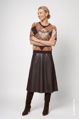 MONARI FASHION SHOW Damenpullover, braun, Rautenmuster (4)