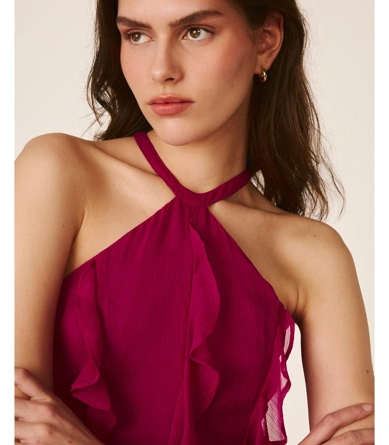 ALMA EN PENA Damen-Maxikleid mit Rundhalsausschnitt in FUXIA (4)