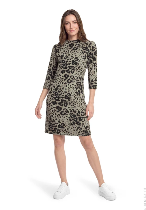 BETTY BARCLAY Damen-Strickkleid mit Leopardenmuster