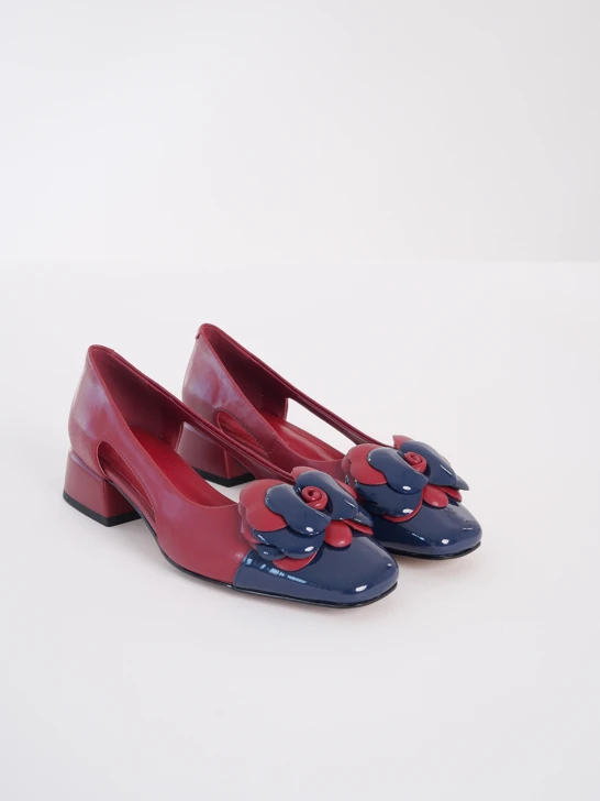 EPICA Damen rote Pumps mit dekorativer Blume